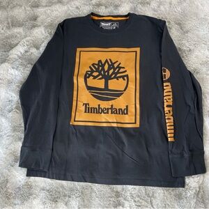 Timberland Black Shirt with Orange Logo Size L